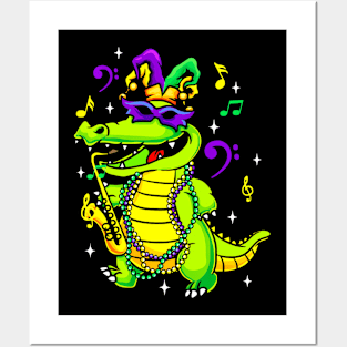 Cute Mardi Gras Alligator for Kids or Adults Posters and Art